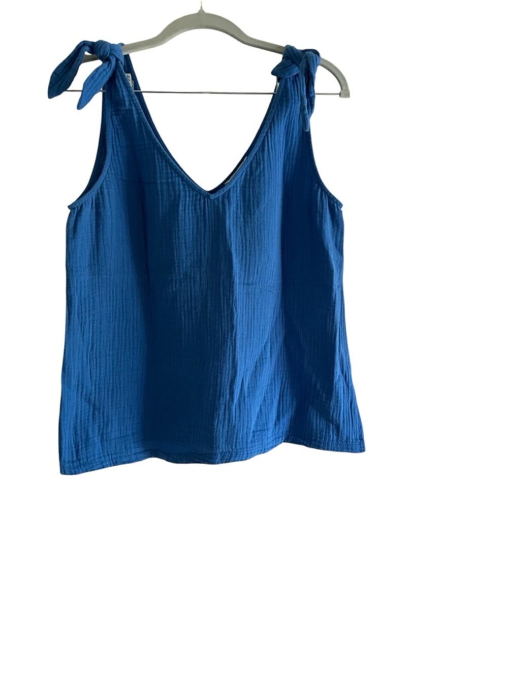 Grace & Mila Paris Blue Gauze Tank Top Size M Tie Shoulder Lightweight